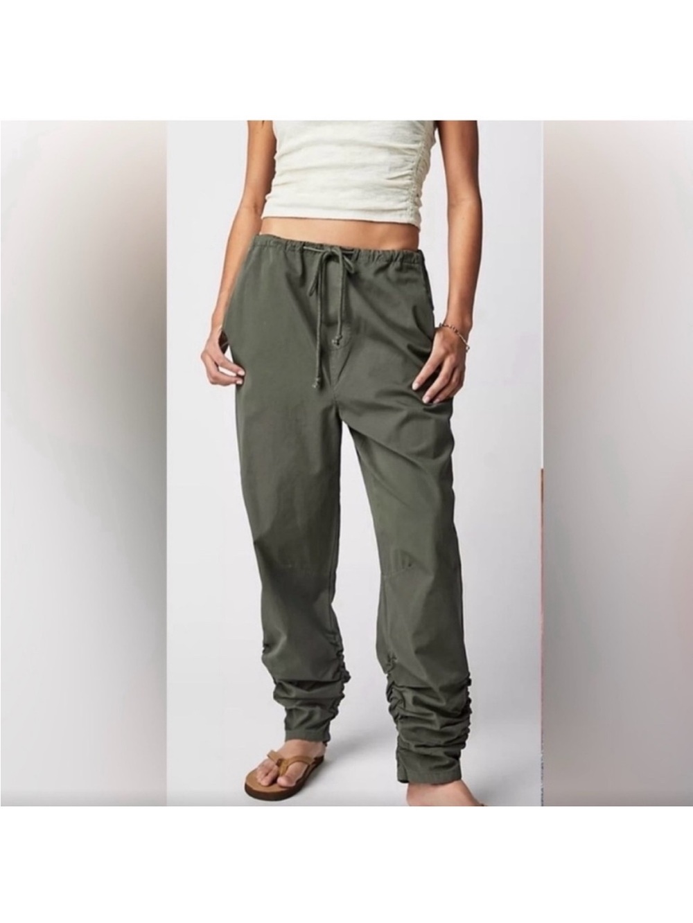 Free People Olive Drawstring Joggers